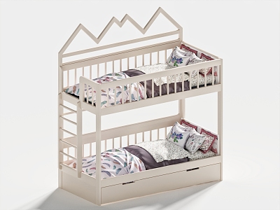 Modern Bed and Bed Children's Bunk Bed Pillow Bedding 3d model