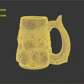 Brown Ceramic Mug With Rocky Surface Texture And Sculpted Handle Design 3d model