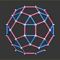 Geometric Sphere Structure with Pink Blue Rods and White Junction Nodes 3d model