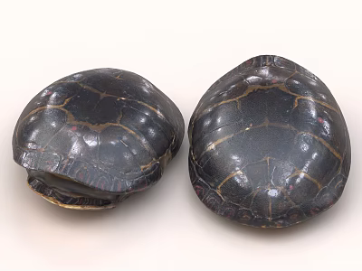 Vintage Dark Colored Turtle Shell Shaped Decorative Ornament Set for Home Tabletop Decoration 3d model