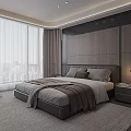 Modern Bedroom Interior Design With Wooden Headboard Bed Nightstand Table Lamp White Curtains And Wardrobe