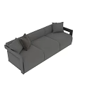 Modern Gray Three-Seater Fabric Sofa With Brown Pillows For Living Room
