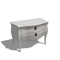 Elegant White Bedside Table With Two Drawers And Curved Design Elements 3d model