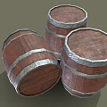 Practical Wooden Kitchen Storage Barrels With Silver Metal Hoops And Rustic Design