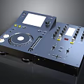 Professional Black DJ Mixer With Turntable Control Knobs Buttons And Display Screen 3d model