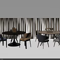 Modern Dining Table Set Collection With Round Rectangular Tops And Multi Colored Chairs 3d model