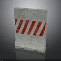 Concrete Traffic Barrier With Red And White Stripes For Road Safety