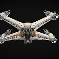 Futuristic Sci Fi Spaceship With Detailed Metallic Structure And Orange Accents