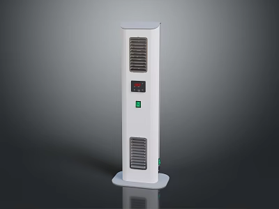 Sleek White Vertical Air Conditioner Fan with Digital Display Control Panel and Ventilation Grilles 3d model