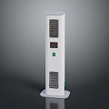 Sleek White Vertical Air Conditioner Fan with Digital Display Control Panel and Ventilation Grilles