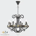 Vintage Style Black Metal Chandelier With Gold Accents And Candle Shaped Lights