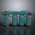 Blue Sci Fi Weapon With Mechanical Design And Cylindrical Components