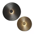 Modern Decorative Wall Lamps with Black and Gold Fan Shaped Design and Radiant Metallic Lines