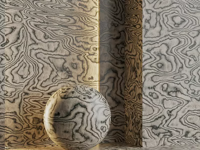 Modern Neutral Tone Wall Paneling With Textured Pattern And Spherical Decor 3d model