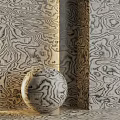 Modern Neutral Tone Wall Paneling With Textured Pattern And Spherical Decor