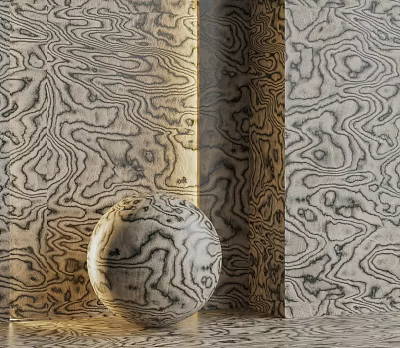 Modern Neutral Tone Wall Paneling With Textured Pattern And Spherical Decor 3d model