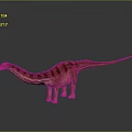 Red Dinosaur With Long Neck Tail And Black Stripes Standing On Grey Background With Reflection
