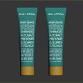 Two Green Skin Lotion Tubes With Gold Base And Smooth Surface Design 3d model