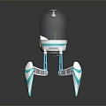 Futuristic Robot Design With Transparent Dome And Octopus like Blue And White Legs