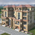 Luxury Semi Detached Villa Exterior With Red Roof Large Windows And Garden Landscaping