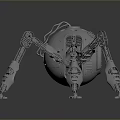 Mechanical Spider Robot With Metallic Structure Spherical Body And Multiple Mechanical Legs 3d model