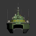 Modern Green Patrol Boat Water Transport With Radar Antennas Yellow Details