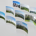 Curved Structural Display Panels Showcasing Urban Landscapes Natural Scenery And Architecture