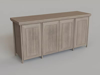 Elegant Modern Light Brown Wooden Entryway Side Cabinet With Four Doors 3d model