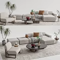 Quiet Sofa Tea Table Combination Sofa Coffee Table 3d model