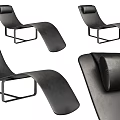 Black Leather Lounge Chair With Modern Metal Frame Shown In Multiple Angles 3d model
