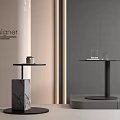 Modern Designer Side Table With Marble Base And Black Metal Frame In Stylish Interior 3d model