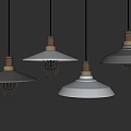 Industrial Style Pendant Lights With Metal Shades Wooden Tops And Metal Grilles