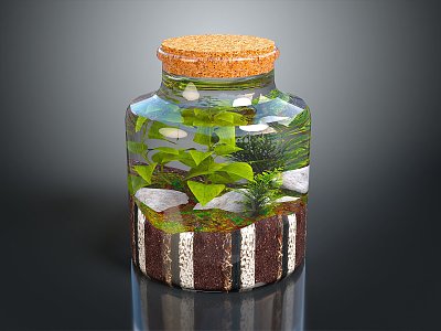 Forest Glass Container Glass Cup in Modern Glass Bottle Canned Glass Container 3d model