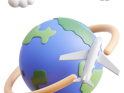 Modern Earth Plane Cartoon Earth Cartoon Plane 3d model