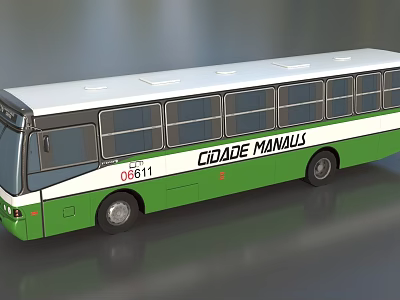 Green and White Urban Bus with Cidade Manaus Livery for Public Transport 3d model