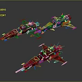Colorful Sci Fi Spacecraft Models With Red Green And Blue Designs For Cosmic Exploration