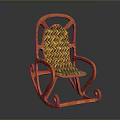 Stylish Orange Rocking Chair With Woven Seat Backrest Curved Armrests And Rocking Legs