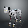 Mechanical Dog Character With Cat Like Ears Yellow Eyes And Glowing Paws