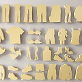 Yellow Clothing Shaped Wall Decor With Various Apparel And Shoe Designs