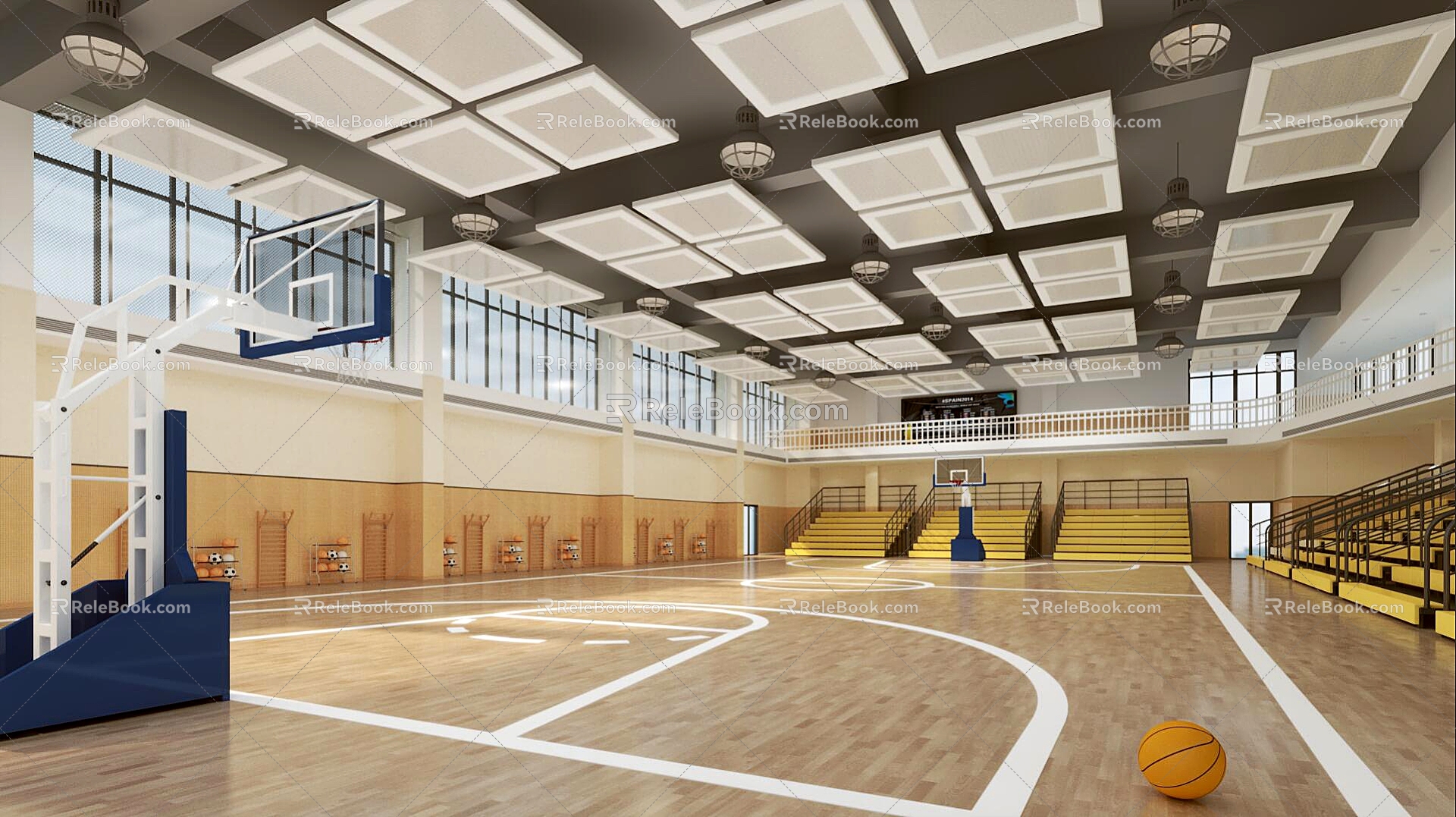 Basketball Hall Basketball Court Indoor Basketball Court Gymnasium 3d model