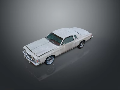 White Vintage Classic Two Door Sedan Car With Dust Covered Exterior 3d model