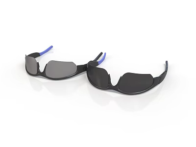 Black Sunglasses With Blue Temple Arms For Daily Wear And Outdoor Use 3d model