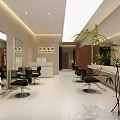 Elegant Modern Beauty Hair Salon Interior With Black Barber Chairs Marble Countertops And Natural Light