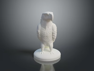 White Eagle Sculpture with Detailed Feathers and Circular Base 3d model