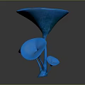 Vibrant Glossy Blue Decorative Plant With Funnel Shaped Top And Leaf Like Structures