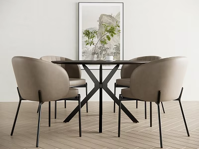 Modern Dining Table and Chair Round Dining Chair 3d model