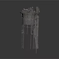 Rustic Industrial Mechanical Equipment With Circular Platform Metal Support Legs And Components