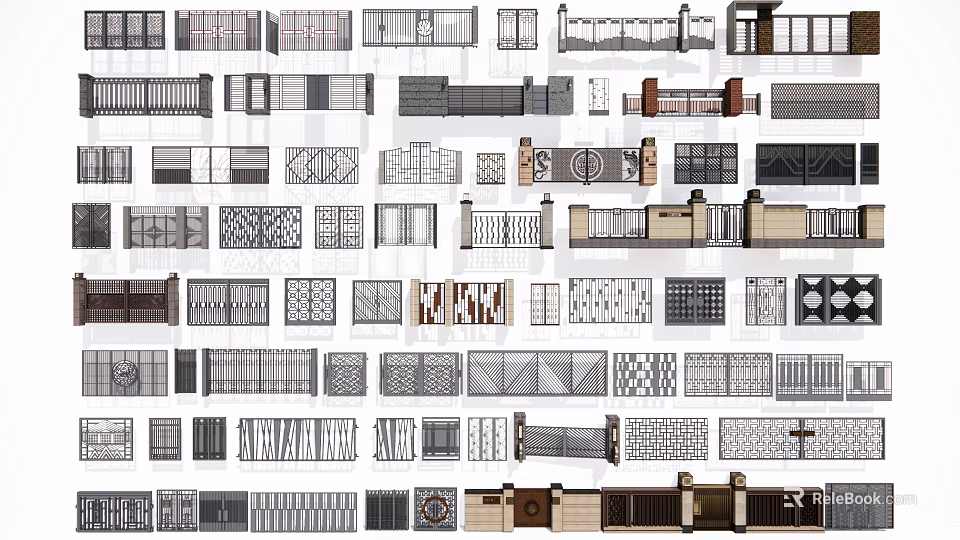 Front Gate Design Ideas Featuring Various Styles Materials Decorative Grilles And Patterns 3d model