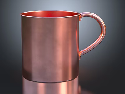 Shiny Copper Metallic Cup With Handle On Dark Background Showing Reflection 3d model