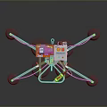 Multi Wheeled Mechanical Device With Metal Frame Orange Components And Gray Wheel Structure